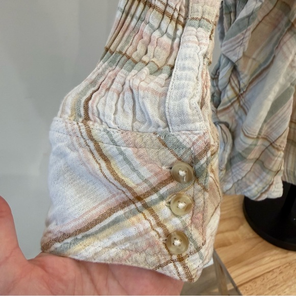 Free People Nordic Day Plaid Lace-Up Tunic Shirt Size Large - Picture 13 of 13